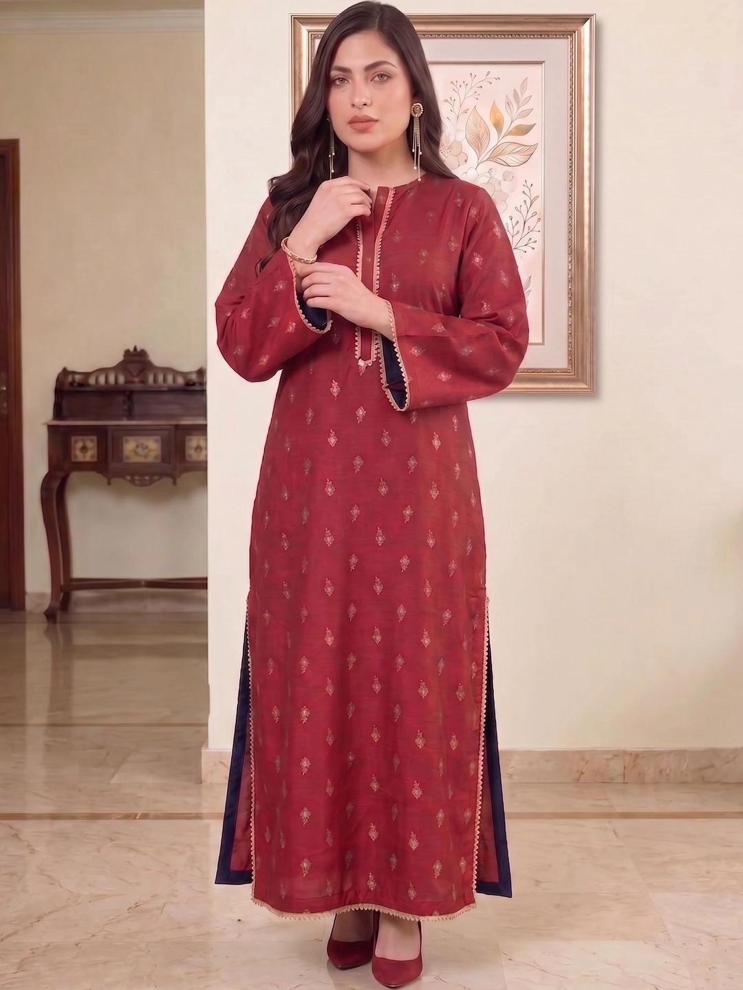 Ahalyaa Gotta Patti Grandeur & Majestic Artwork Kurta - Maroon