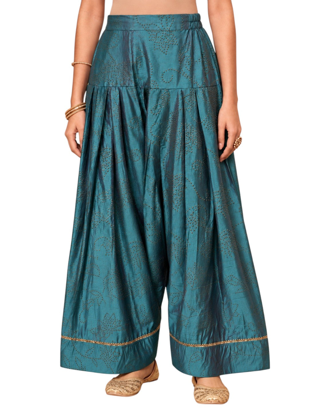 Ahalyaa Teal Printed Farshi Salwar