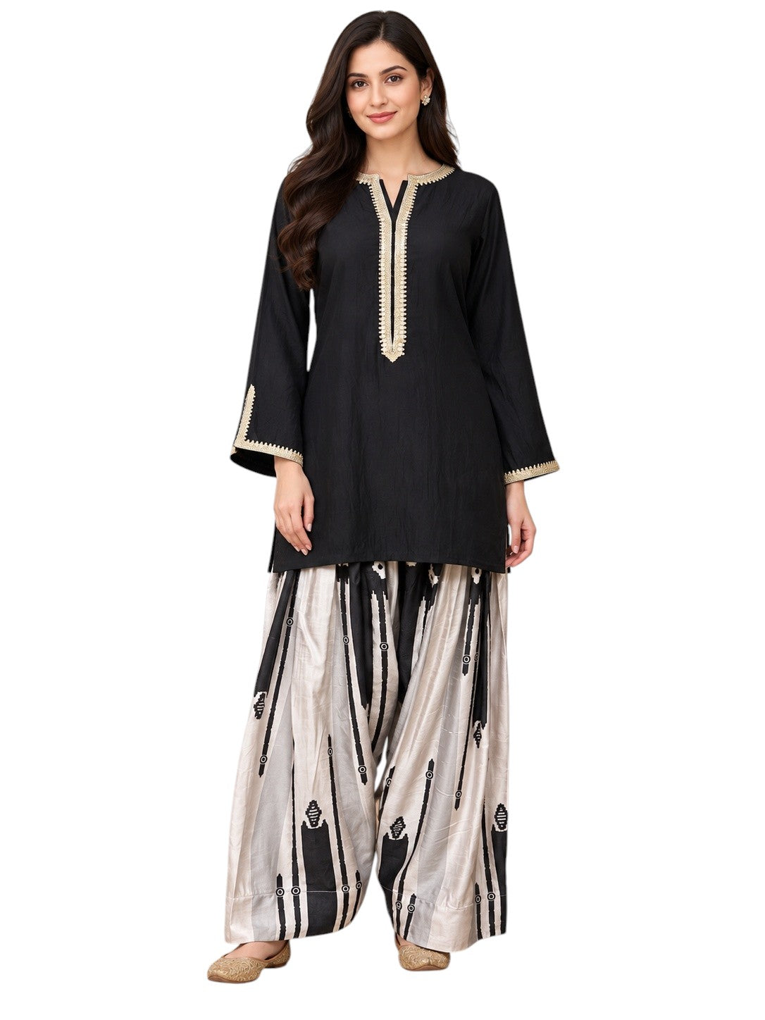Ahalyaa Black Geometric Print Kurta Salwar Set