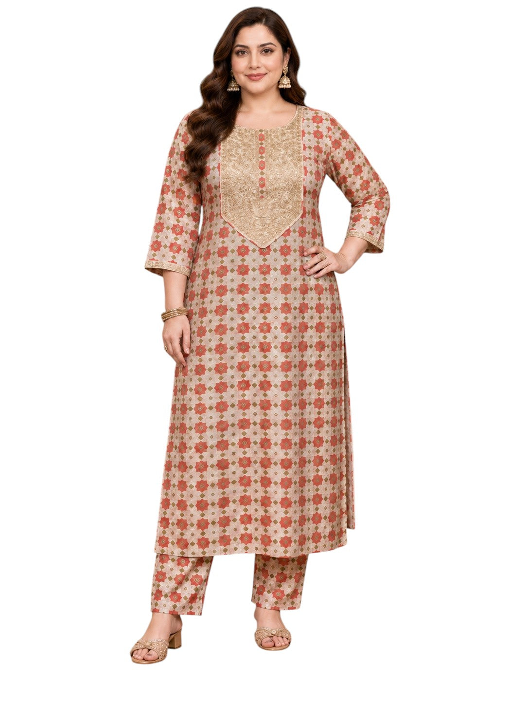 A PLUS BY AHALYAA Off White Printed Kurta Trouser Set
