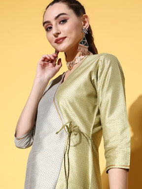 Green Art Silk Fluid Tie-Up Kurta