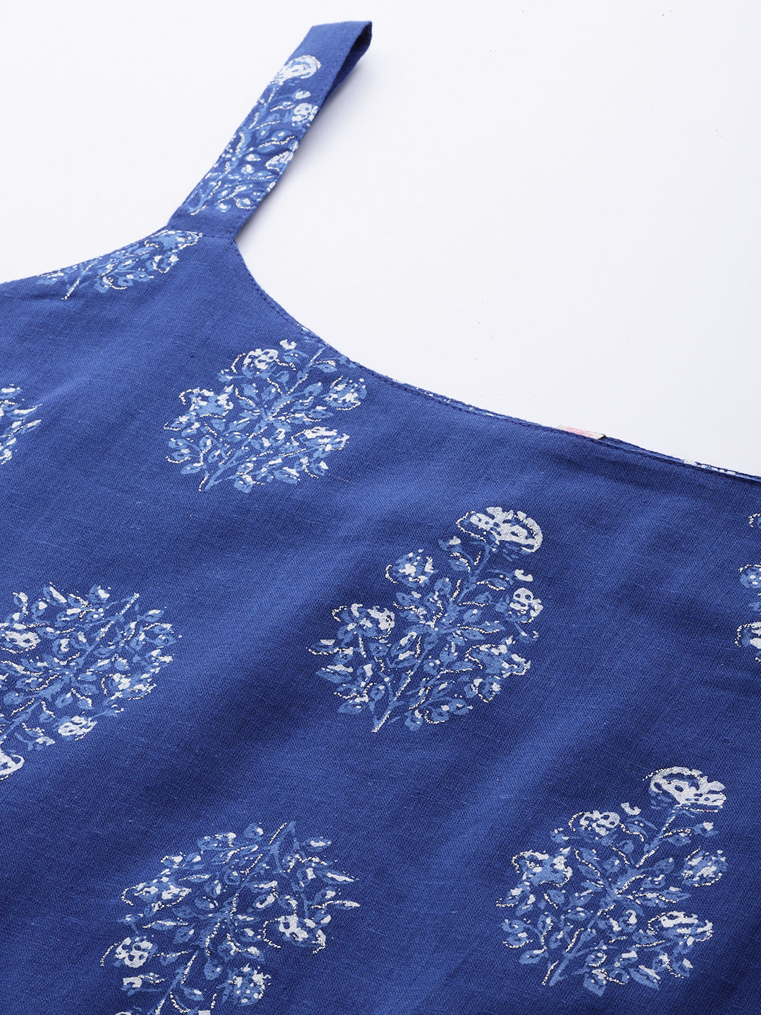Blue & White Floral Printed Pure Cotton Tunic