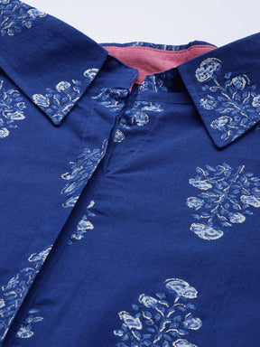 Royal Blue Floral Printed Tunic