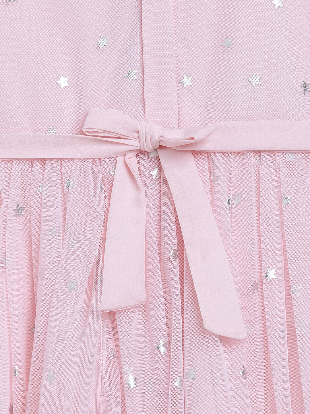 Pink Net Layered Front Slit Girl's Dress