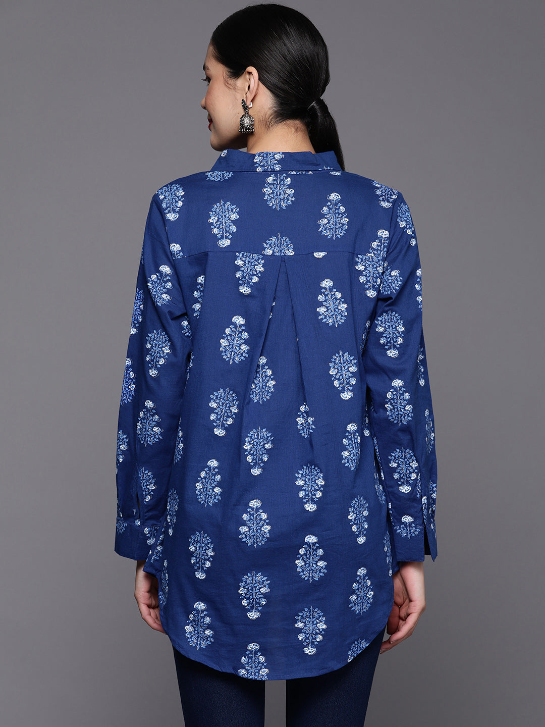Royal Blue Floral Printed Tunic