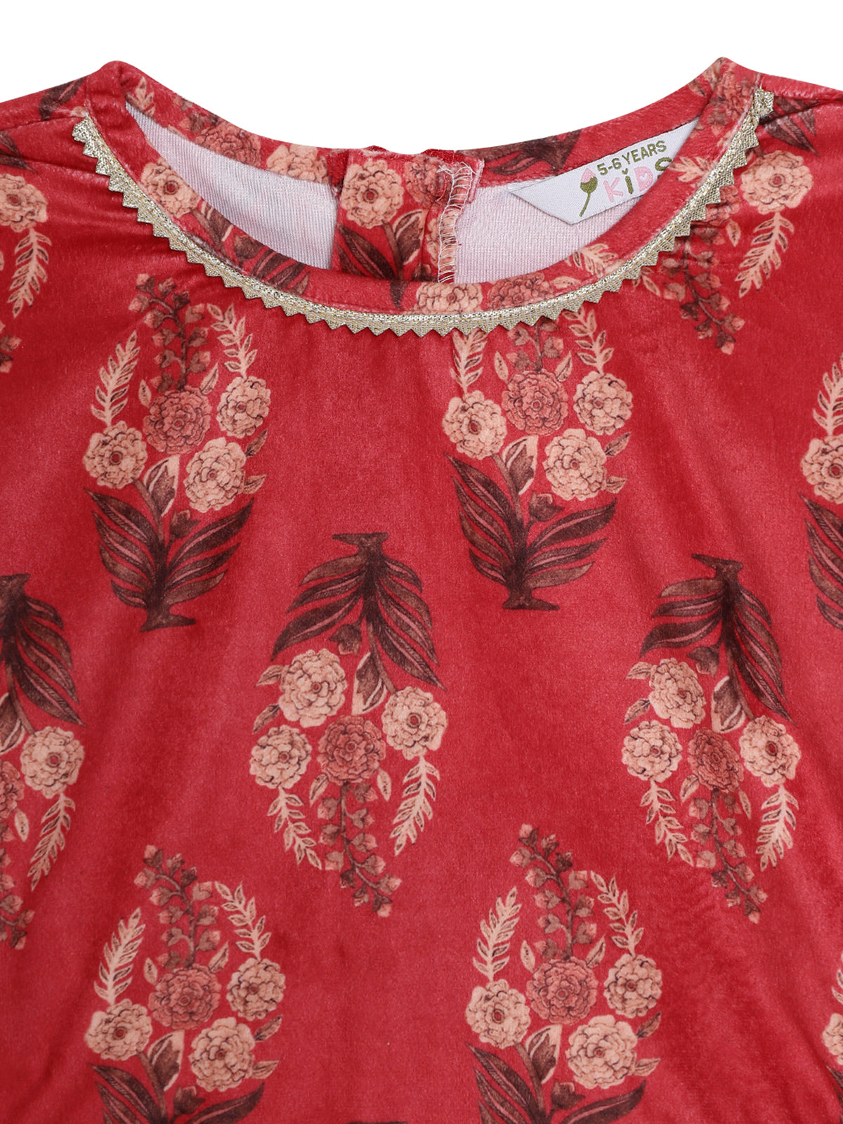 Red Floral Printed Velvet Ready to Wear Girls Lehenga Choli