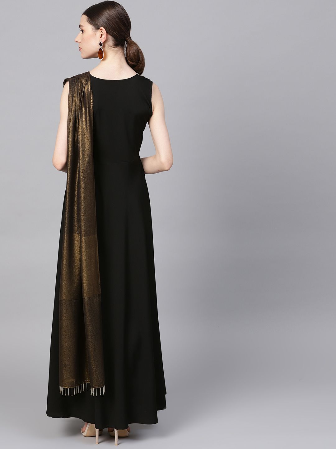 Black & Gold Draped Dress