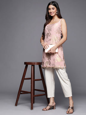Pink Printed Tunic With Lace Inserts