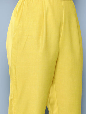 Yellow Floral Printed Pure Cotton Kurta with Trousers & Jacket