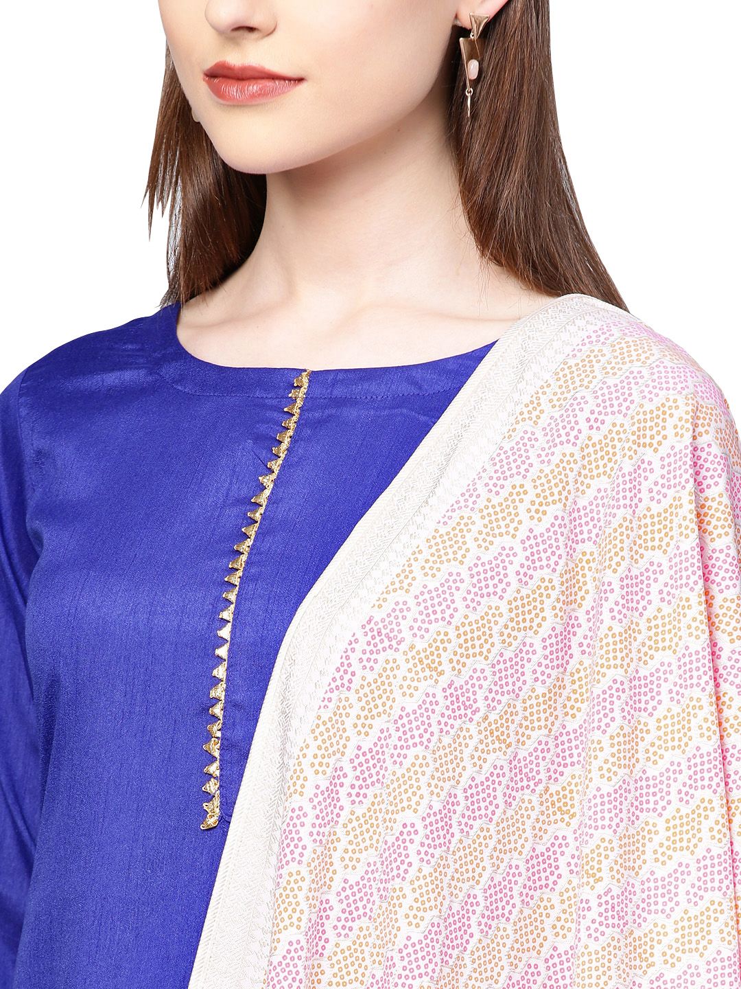 Royal Blue Poly Silk Solid Salwar Suit with Dupatta