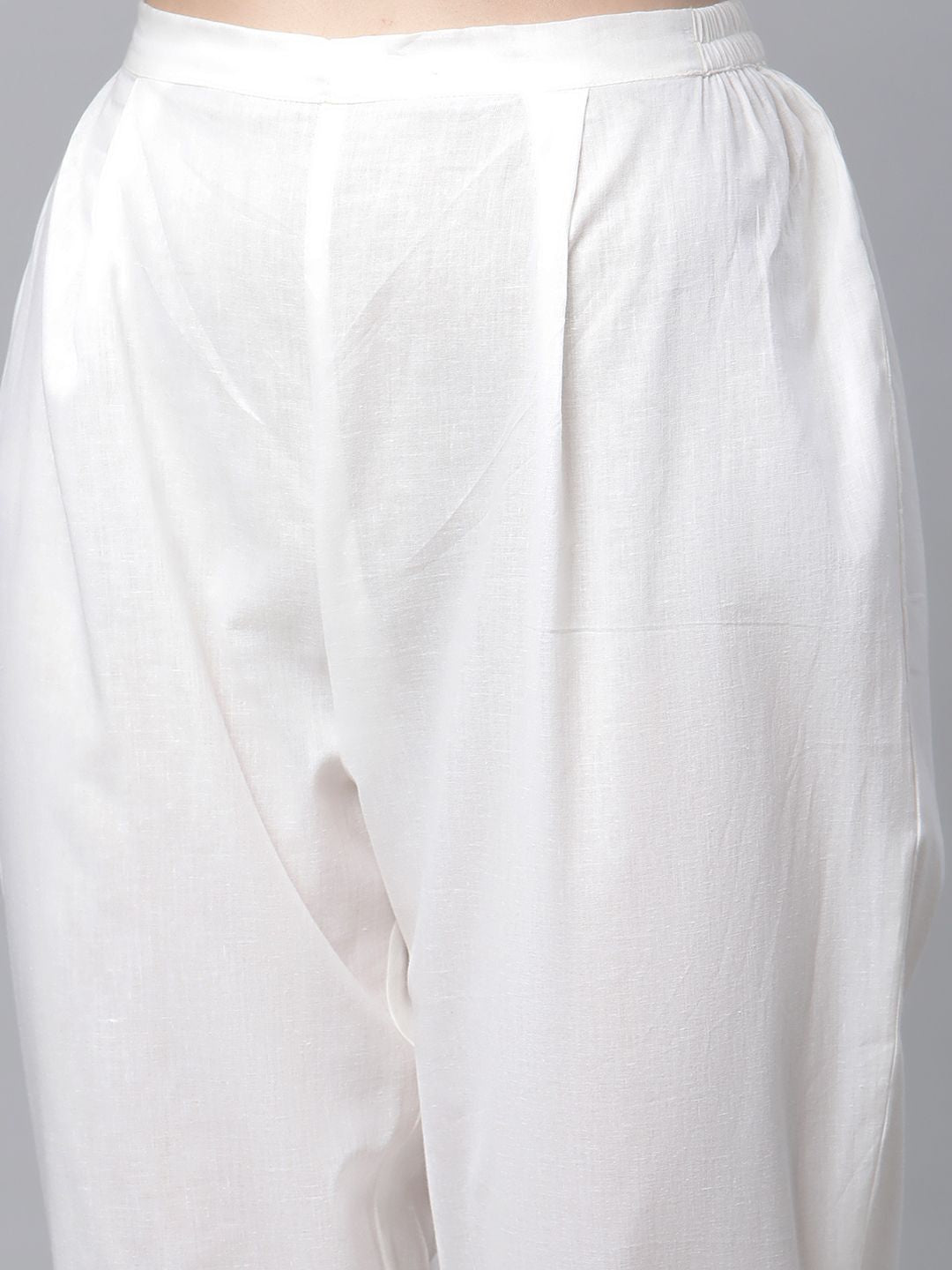 Off White Pure Cotton Printed Kurta with Trousers