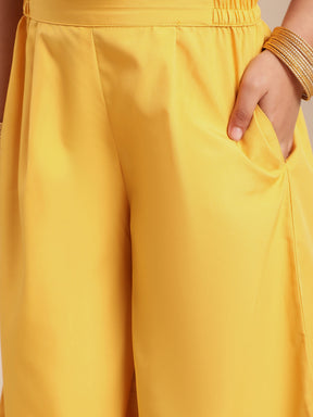 Maroon & Yellow Georgette Asymmetric Kurta Sets