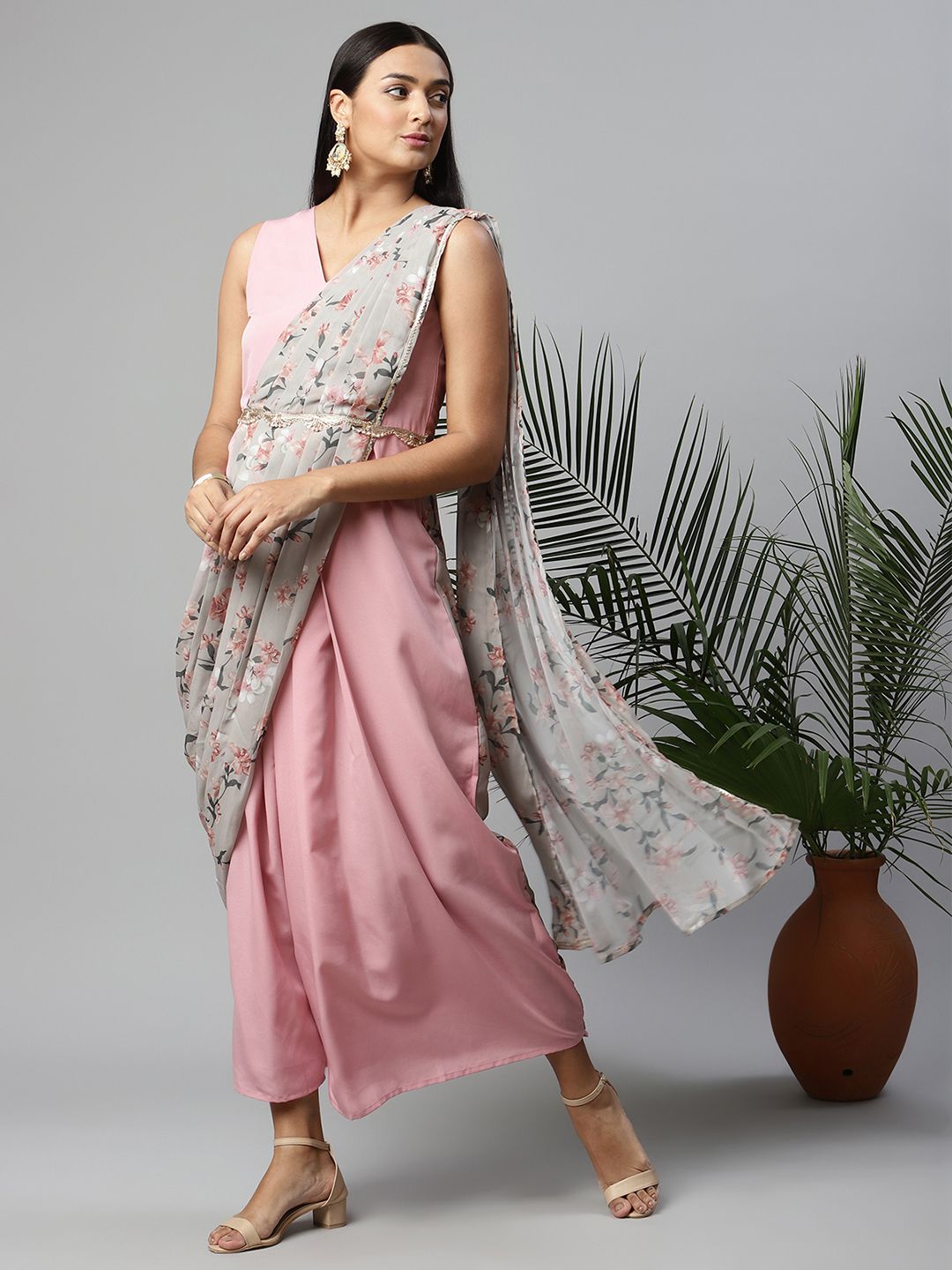 Buy Blue Silk Chanderi And Georgette Print Floral Palazzo Saree With Blouse  For Women by Adi By Aditya Khandelwl Online at Aza Fashions.