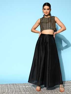 Green & Gold-Toned Printed Co-ords