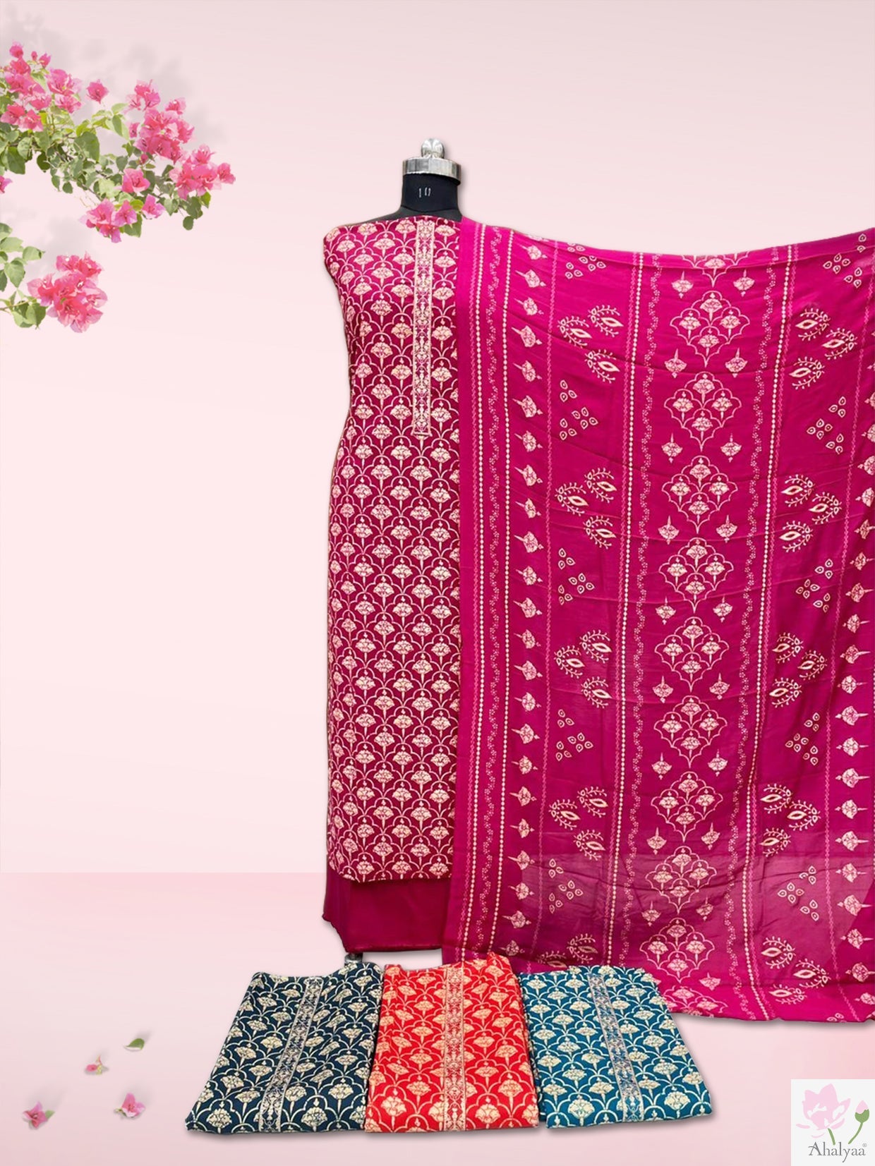Pink Pashmina Embroidery Unstitched Suits