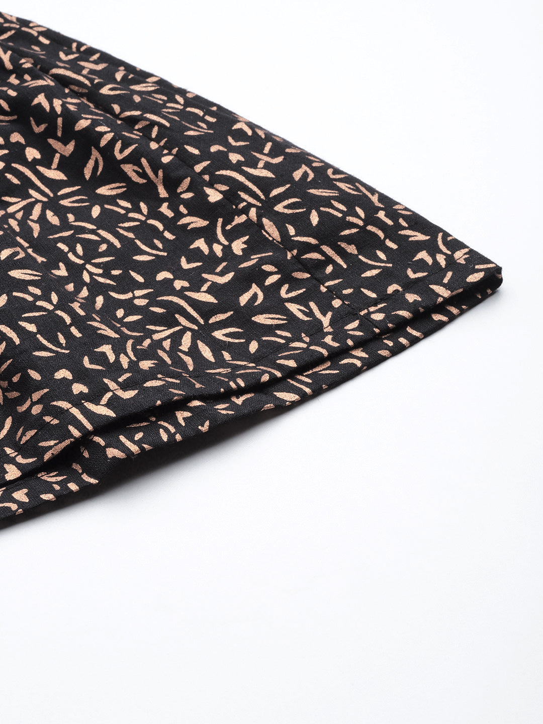 Black Printed Pure Cotton Jumpsuit with Lace Details