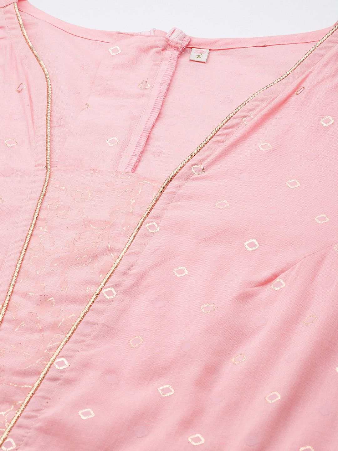 Pink Printed Pure Cotton Waist Tie-Ups Jumpsuit