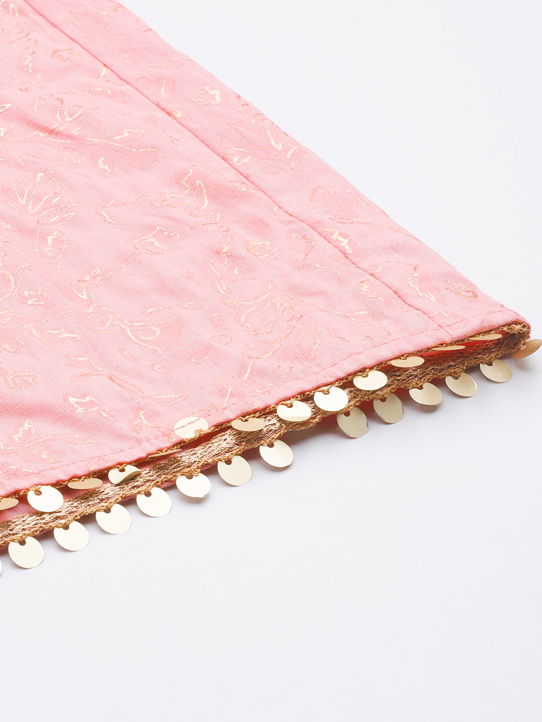 Pink Printed Pure Cotton Waist Tie-Ups Jumpsuit