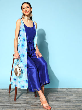 Blue Printed Top to Toe Fusion Jumpsuit
