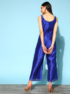 Blue Printed Top to Toe Fusion Jumpsuit