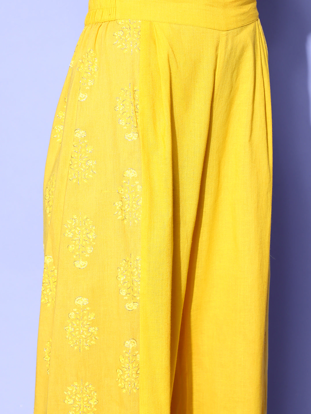 Mustard Yellow Floral Printed Pure Cotton Co-Ords