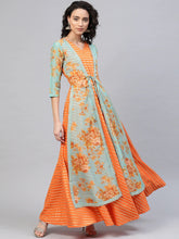 Orange & Gold Ethnic Layered Dress