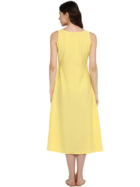 Yellow Solid A-Line Dress