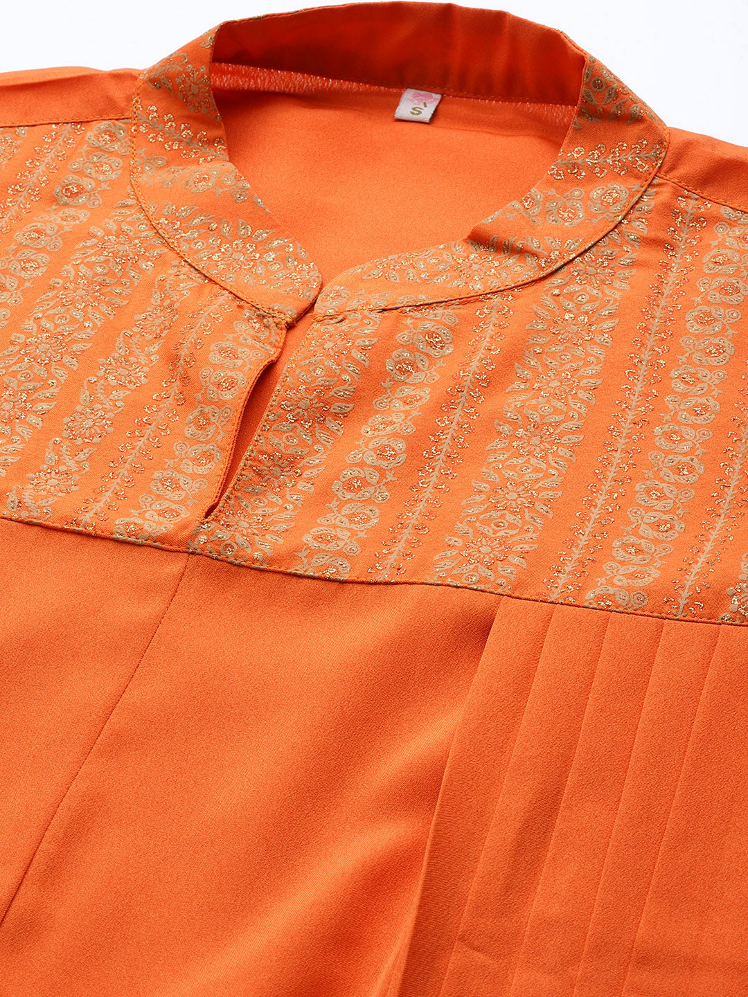 Ahalyaa Women Orange Ethnic Motifs Printed Crepe Cowl Kurta