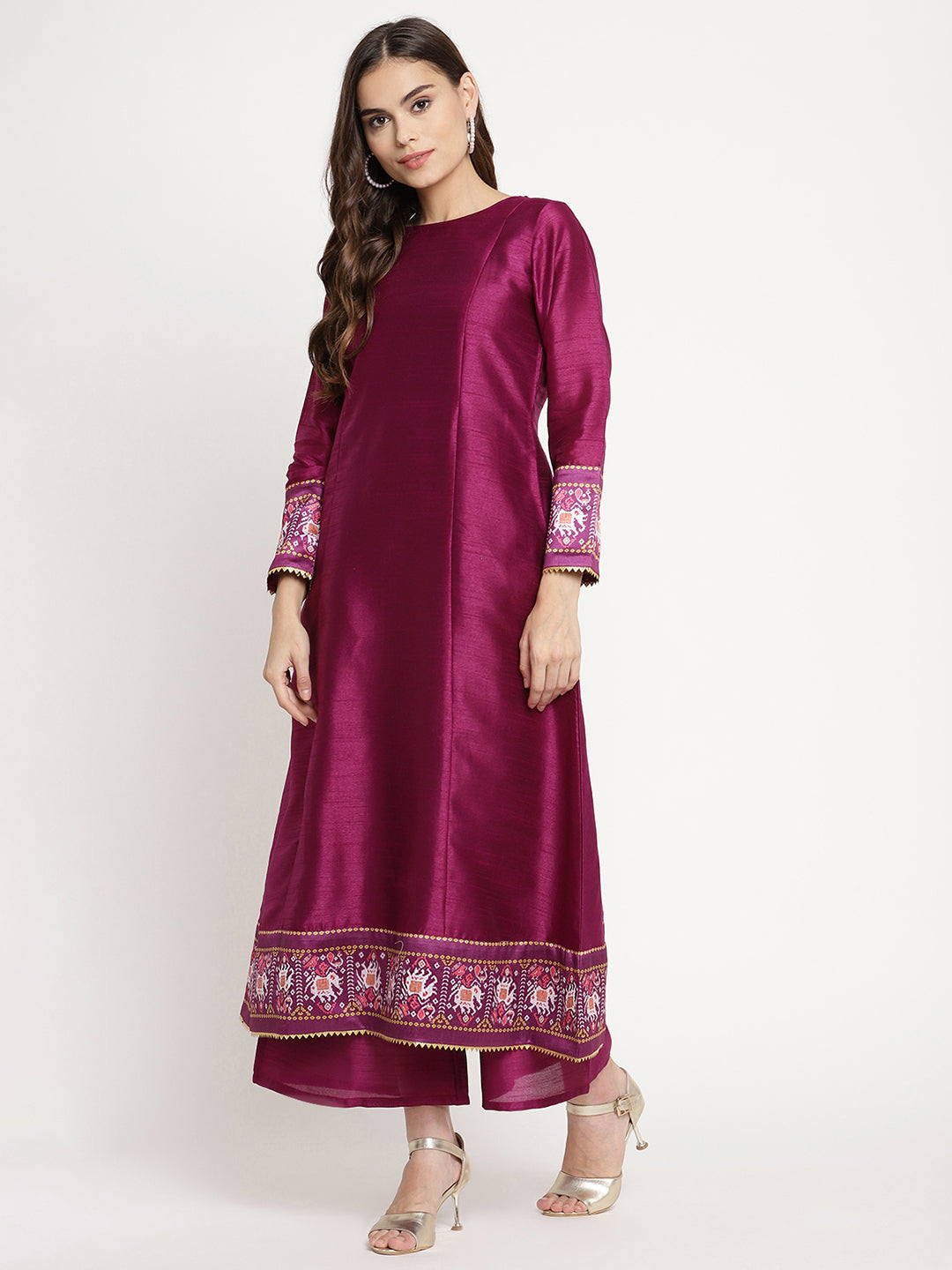 Plus Size Stitched Georgette Embroidery Pant Style Suit In Magenta Colour  SS2710540