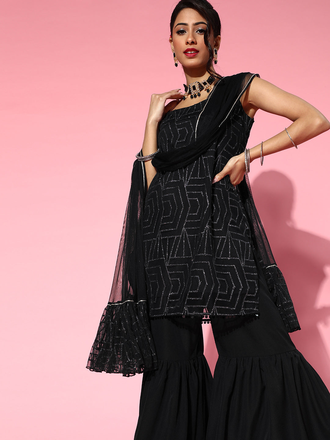 Buy Saree Swarg Black Printed Straight Short Kurti for Women Online @ Tata  CLiQ