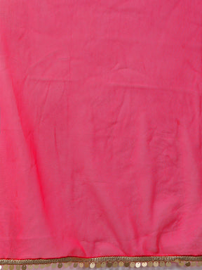 Pink & Golden Foil Print Kurti with Sharara & Dupatta