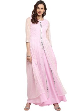 Light Pink Double Layered Indo western Kurta Dress
