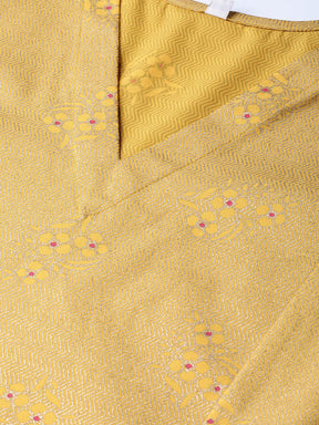 Yellow A-Line Crepe Kurta with Pant
