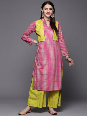 Women's Pink Velvet Sharara Set
