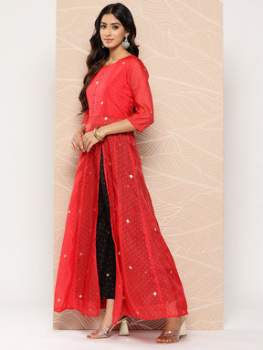 Red & Black Bandhani Print Kurta with Palazzo