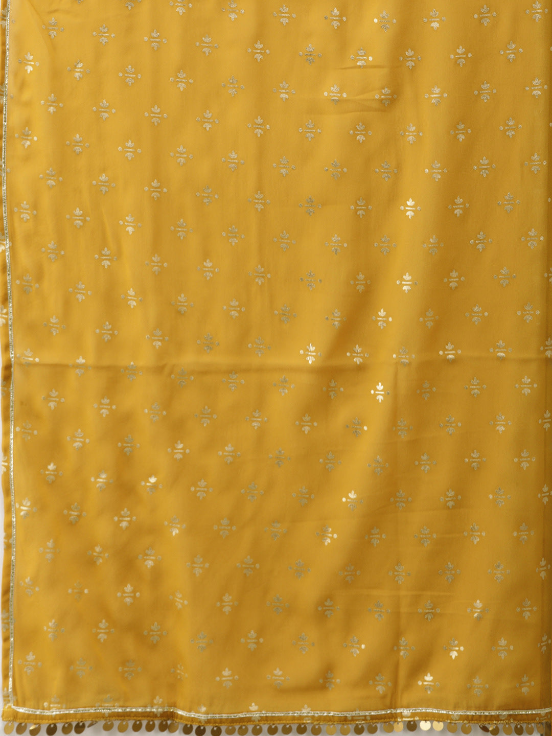 Women's Mustard & Gold-Toned Printed Sharara set With Dupatta