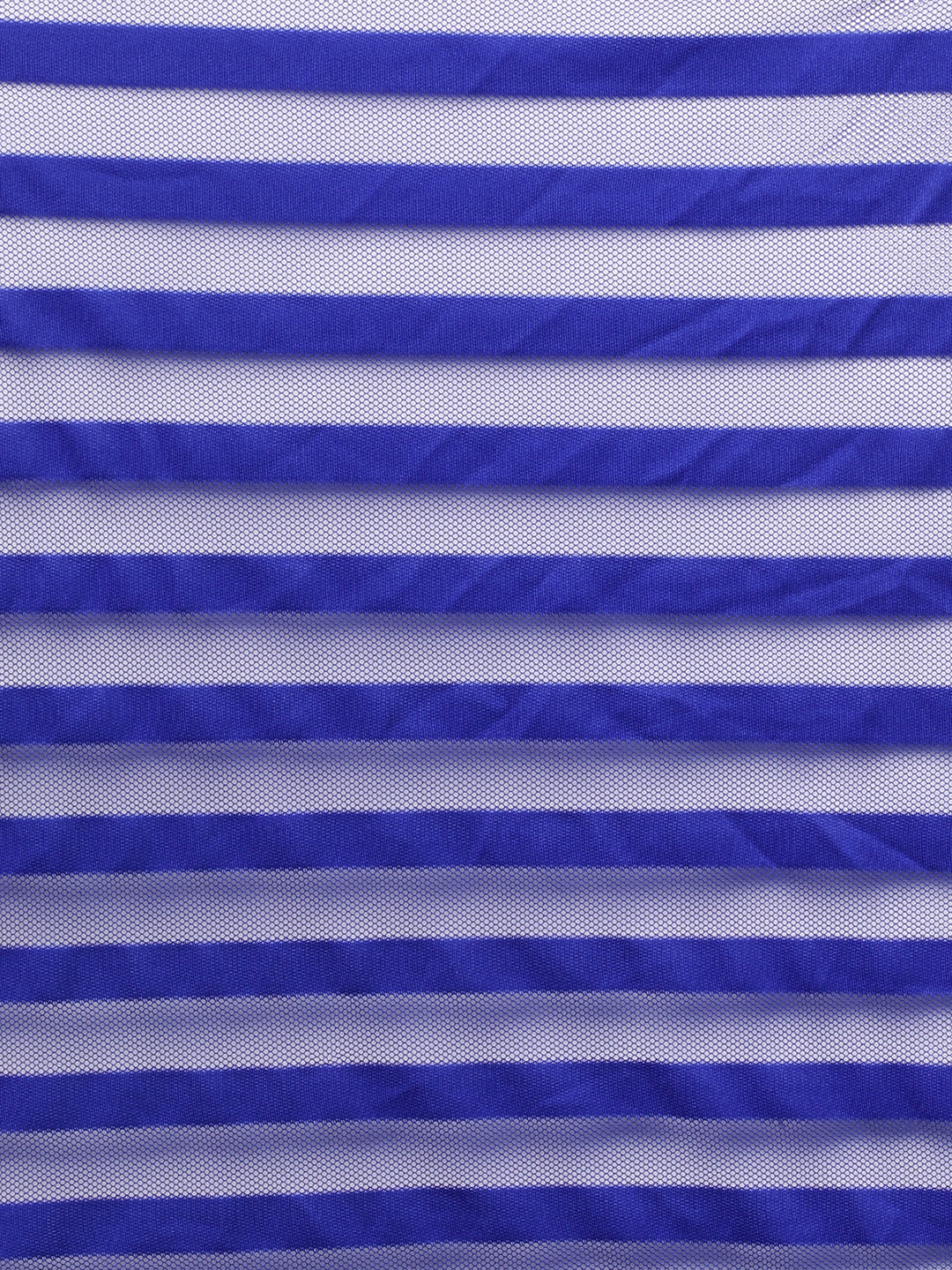 Blue & Black Striped Net Ready to Wear Saree Set