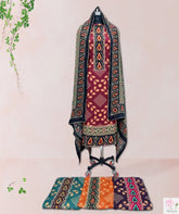 Burgundy Pashmina Printed Unstitched Suits