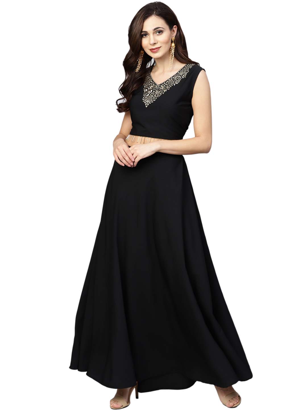 LZF089 Bead Crystal Sleeveless Long Black Evening Dresses With Bead Jacket  Two piece Mother Of The Bride Dress