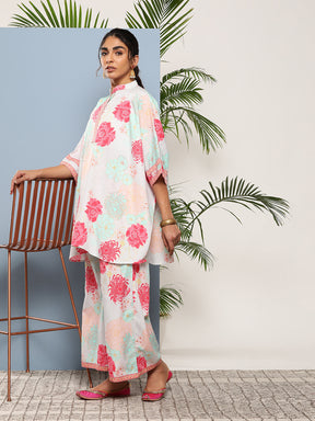 Sea Green & Pink Floral Print Co-Ords