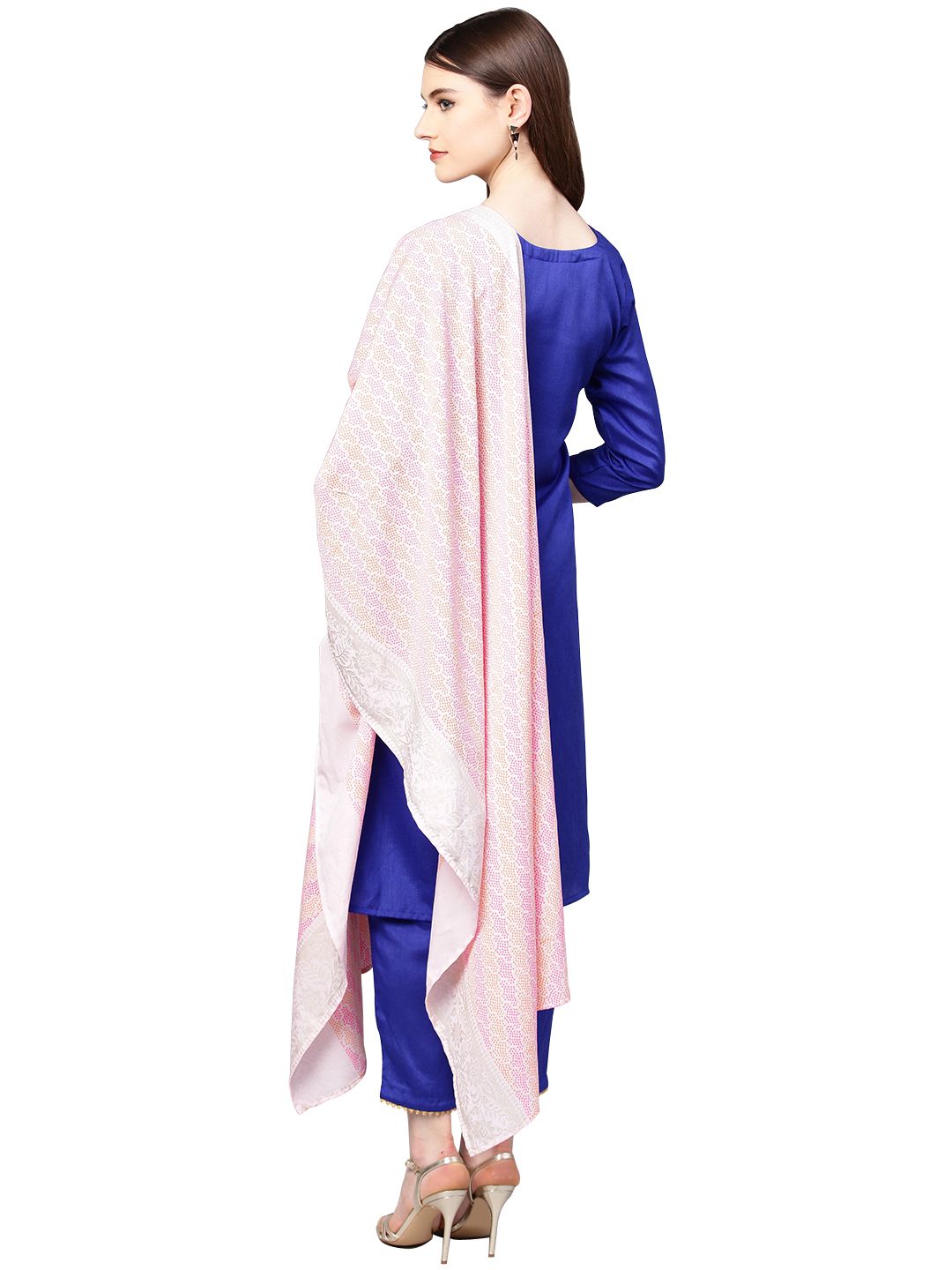 Royal Blue Poly Silk Solid Salwar Suit with Dupatta