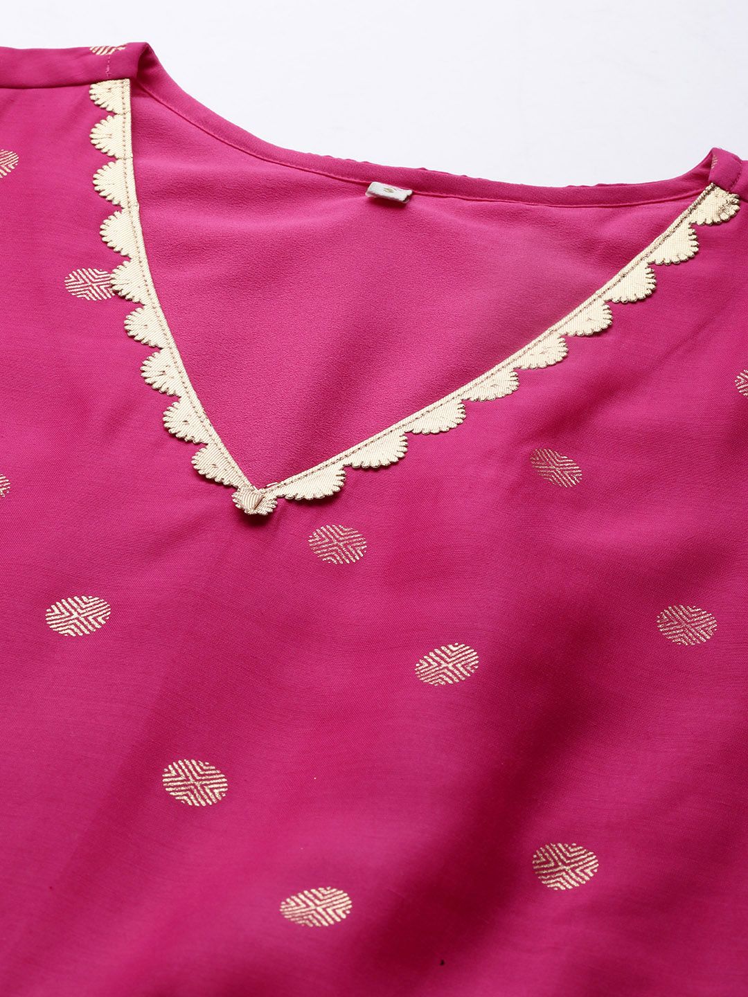 Pink Chanderi Gold Foil Print Dress