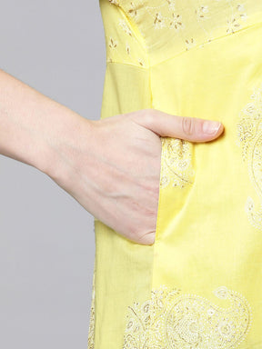 Yellow Cotton Printed Tunic