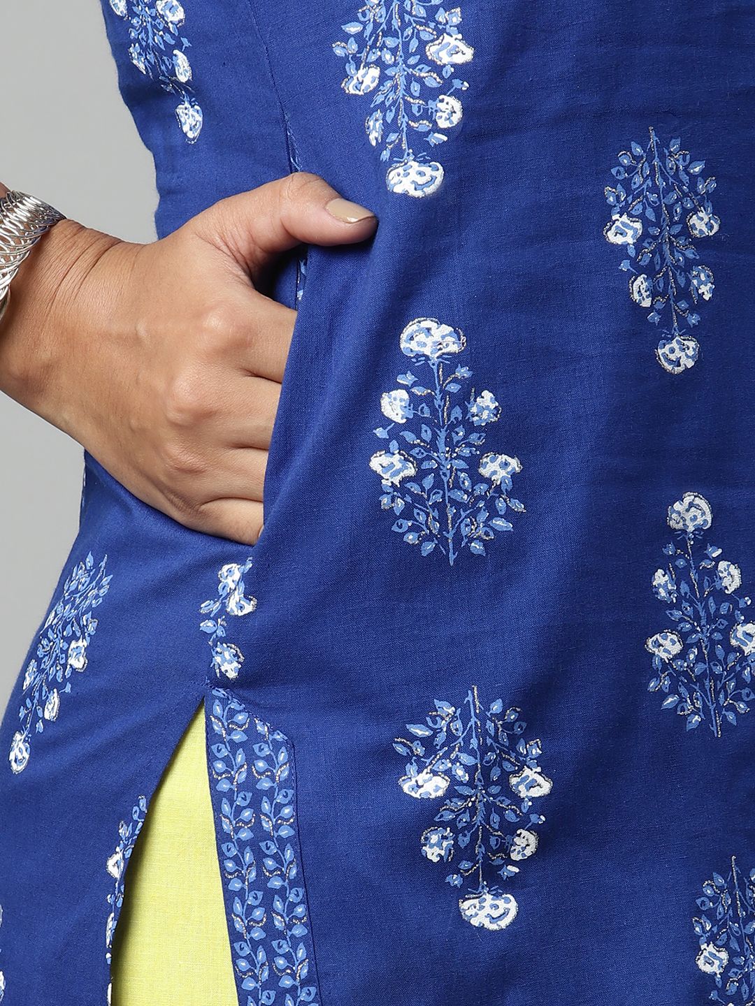 Women's Royal Blue Pure Cotton Printed Sharara Set