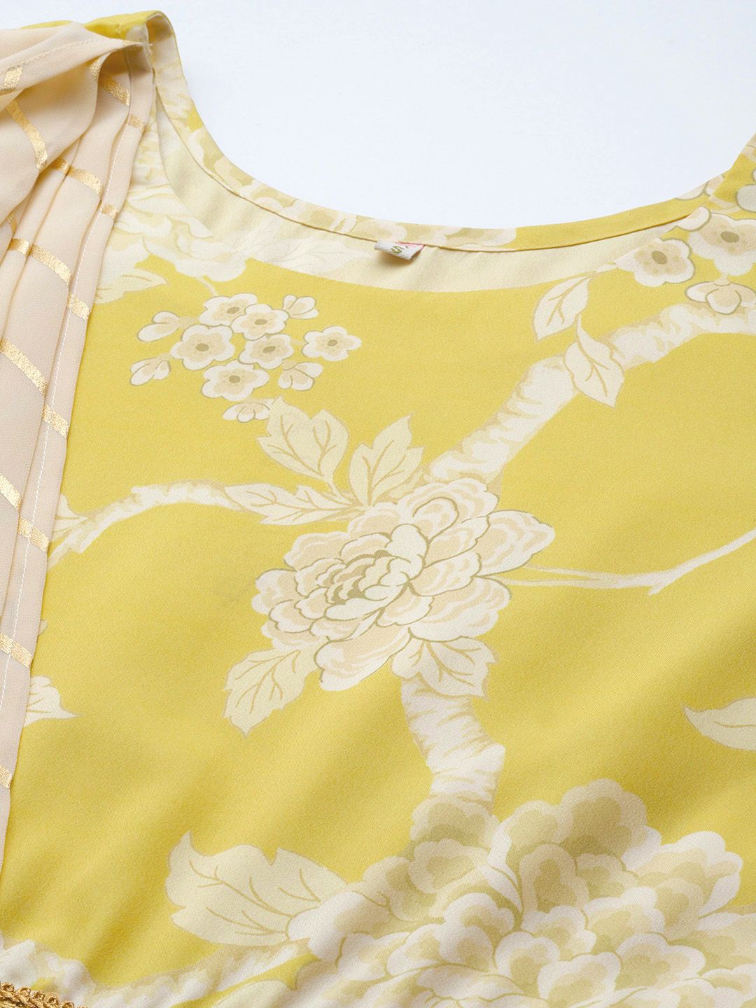 Yellow Digital Printed Draped Dress