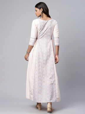 Pink Khari Print Layered Dress