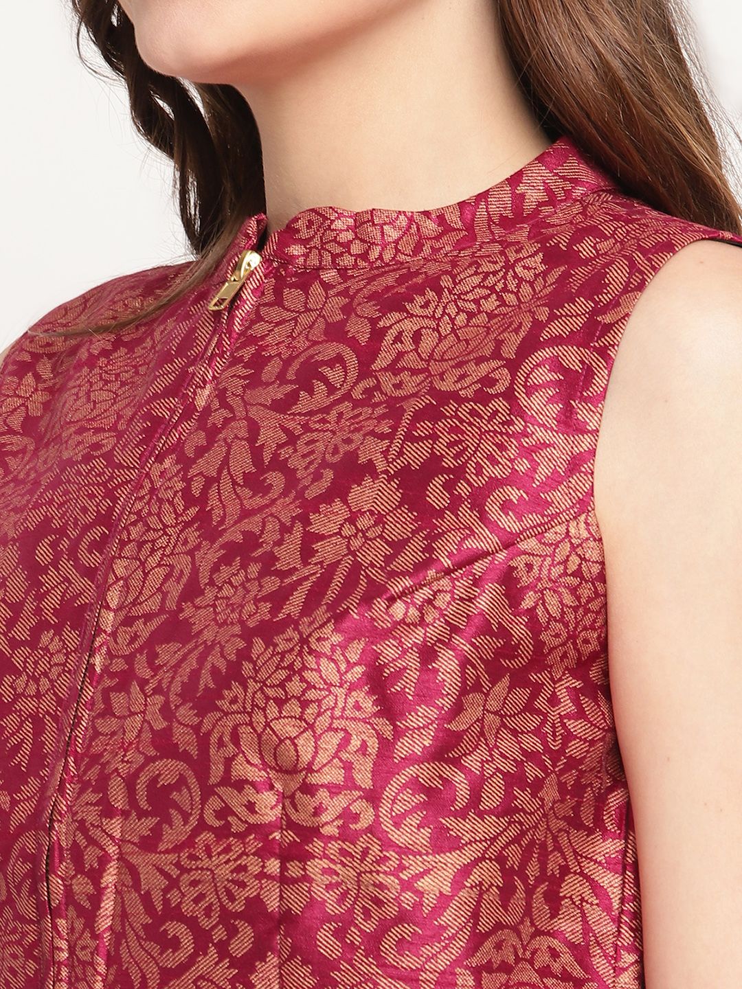 Burgundy Floral Printed Top with Palazzos