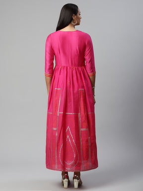 Pink Crepe Printed Maxi Dress