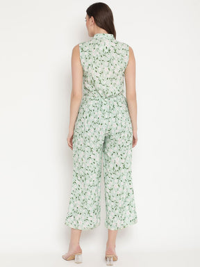 Mint Green Rayon Printed Jumpsuit
